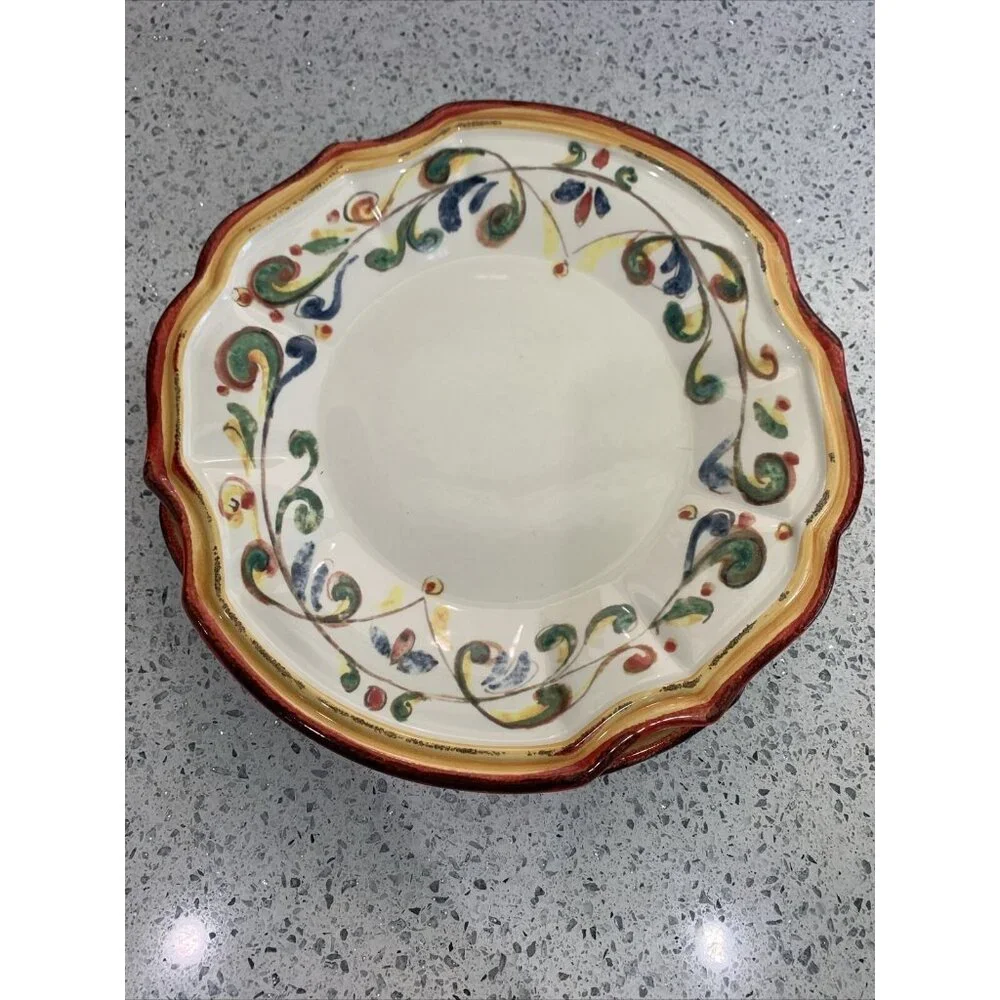 (2) Sur La Table “Mara”Pattern Salad Appetizers Plates 9” Made in Italy READ****